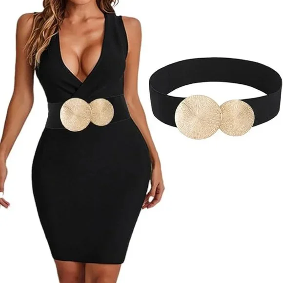 Accessories | Womens Elastic Wide Gold Belt | Poshmark